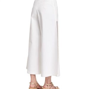 Nanette Lepore Crop Wide Leg Pants with Crochet Side Seam Detail White Size 4